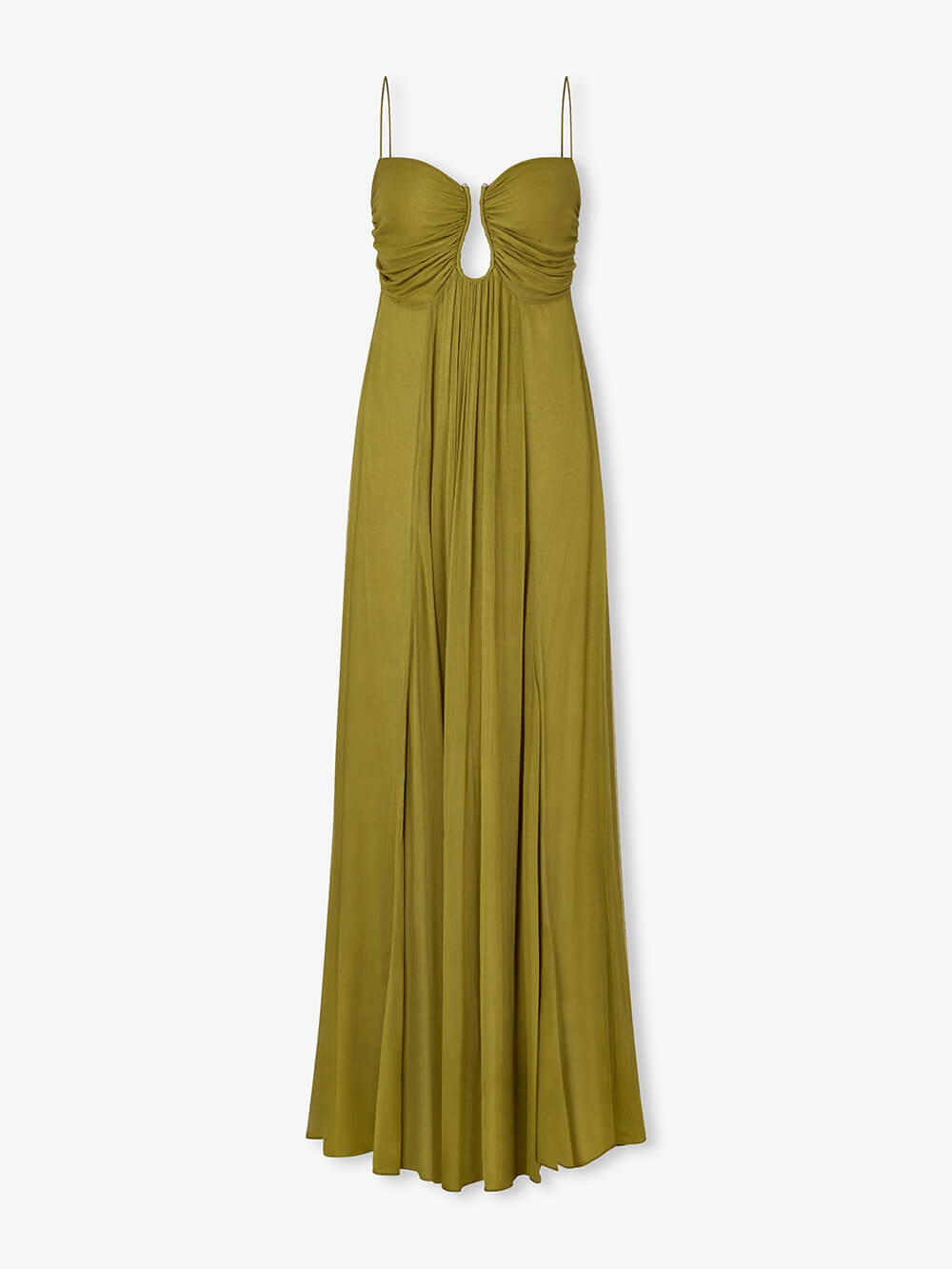 Aurora Metallica — Vestido Maxi con Cut-Out Escultural