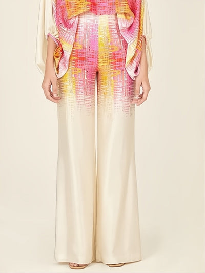 Tweedelige set met abstracte golven - geel-roze