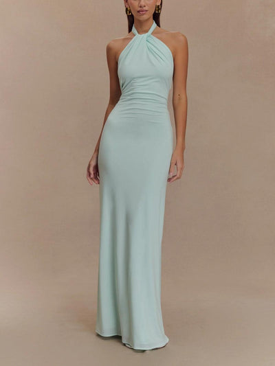 Vestido largo con escote halter Slinky - Lagoon