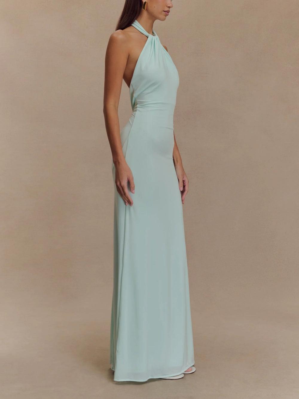 Vestido largo con escote halter Slinky - Lagoon