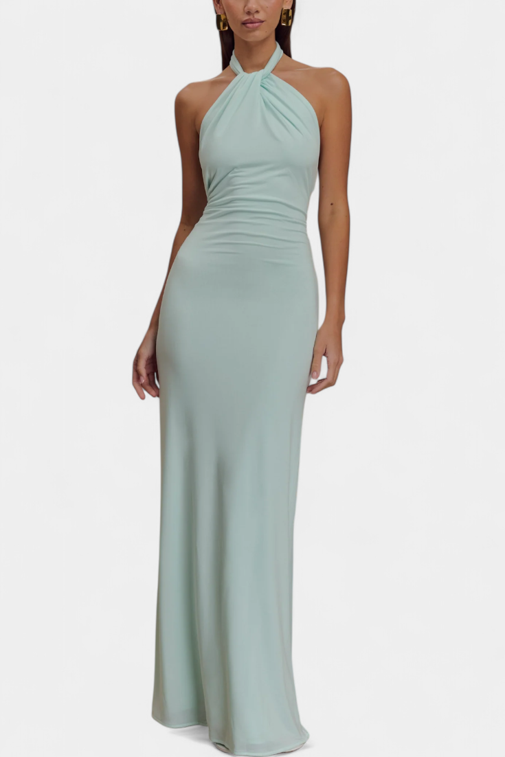 Vestido Olivia – Halter con Fruncido y Espalda Descubierta