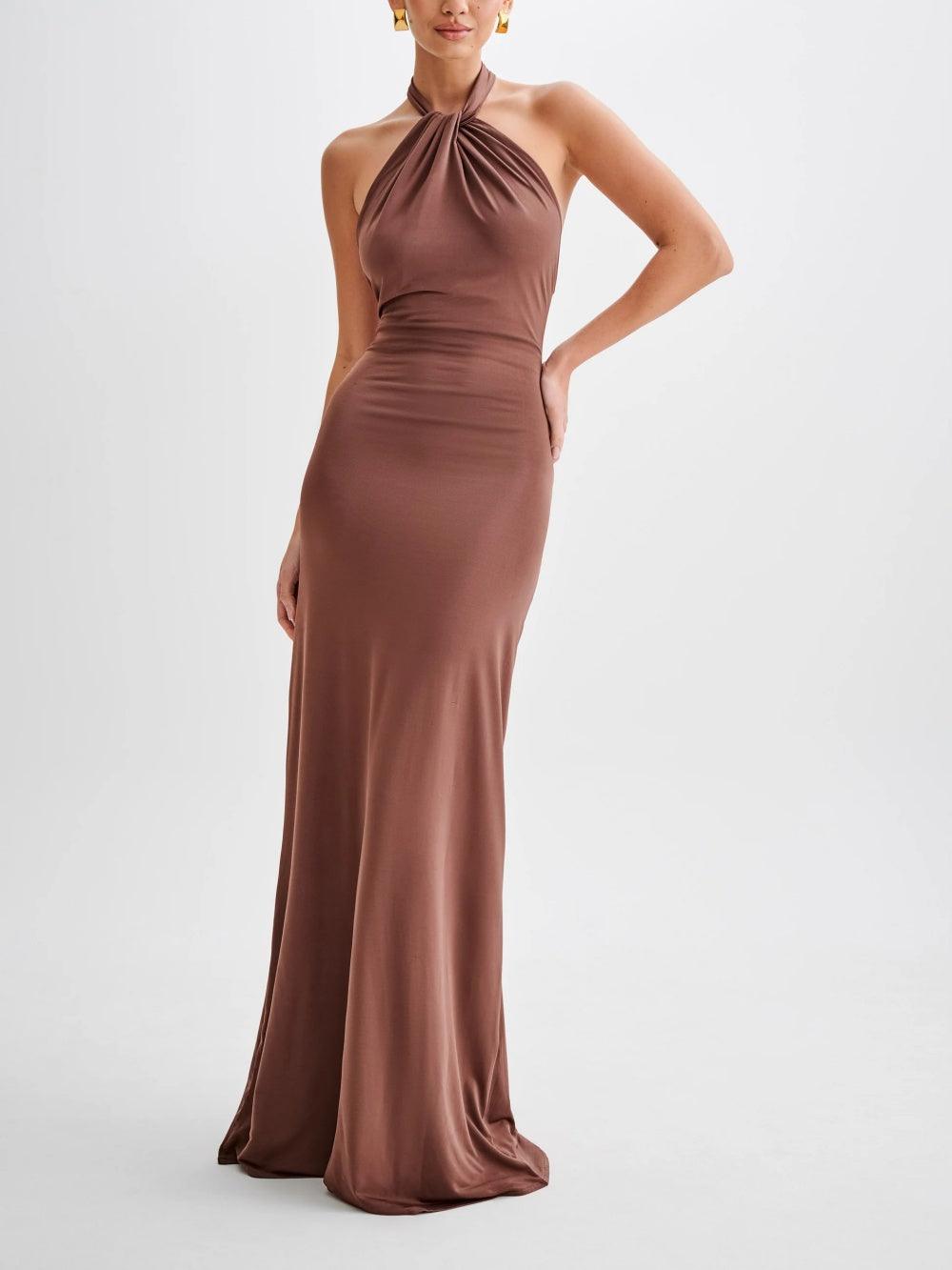 Vestido largo con escote halter Slinky - Lagoon