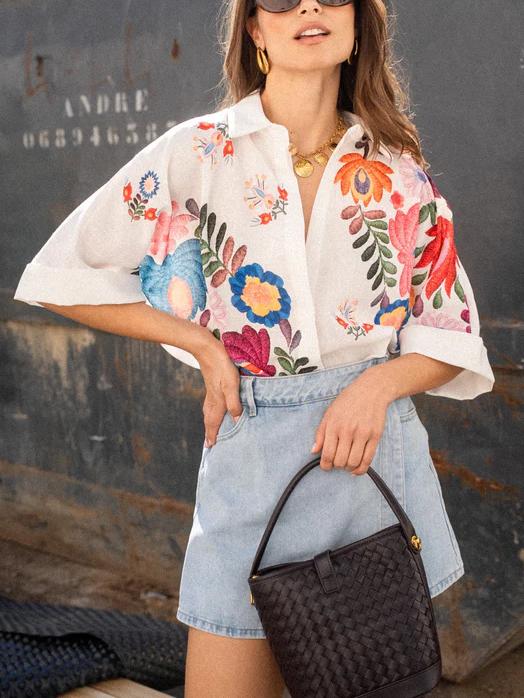 Camisa de manga corta con estampado floral