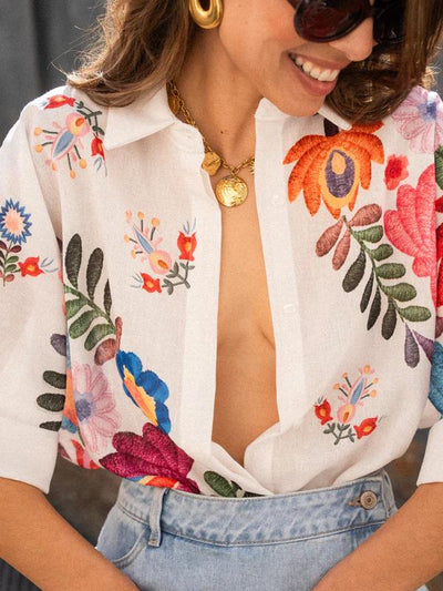 Camisa de manga corta con estampado floral