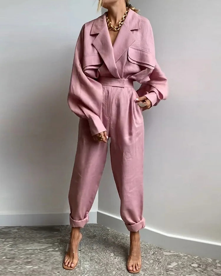 Relaxed Lapel Blazer & Pants Set