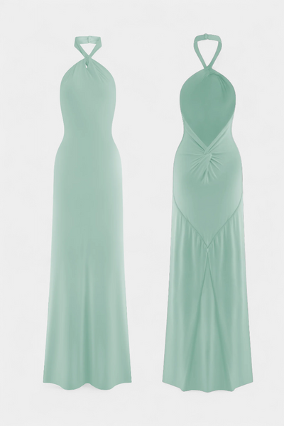 Vestido Olivia – Halter con Fruncido y Espalda Descubierta