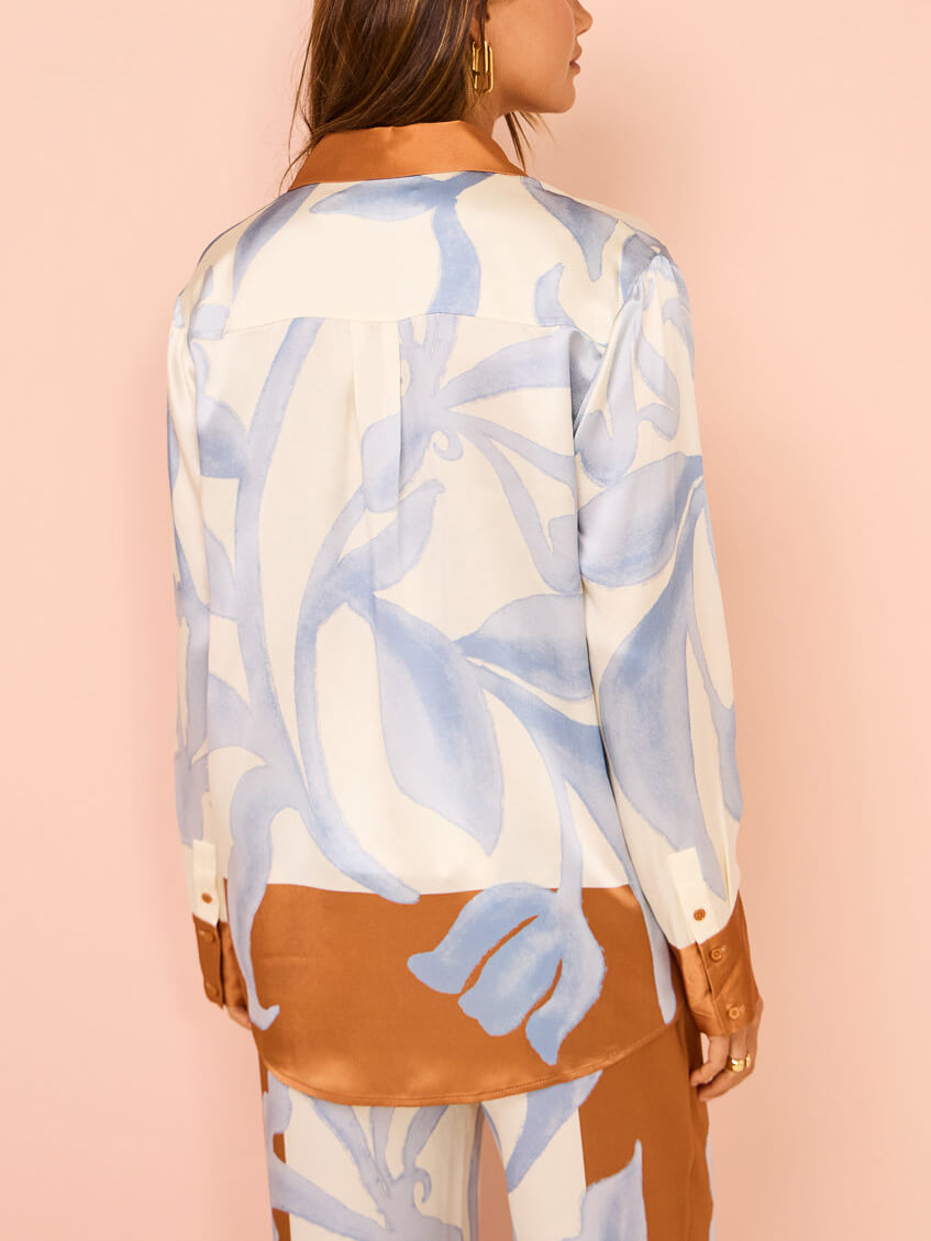 Prachtige contrasterende tie-dye bloemen losse tweedelige set