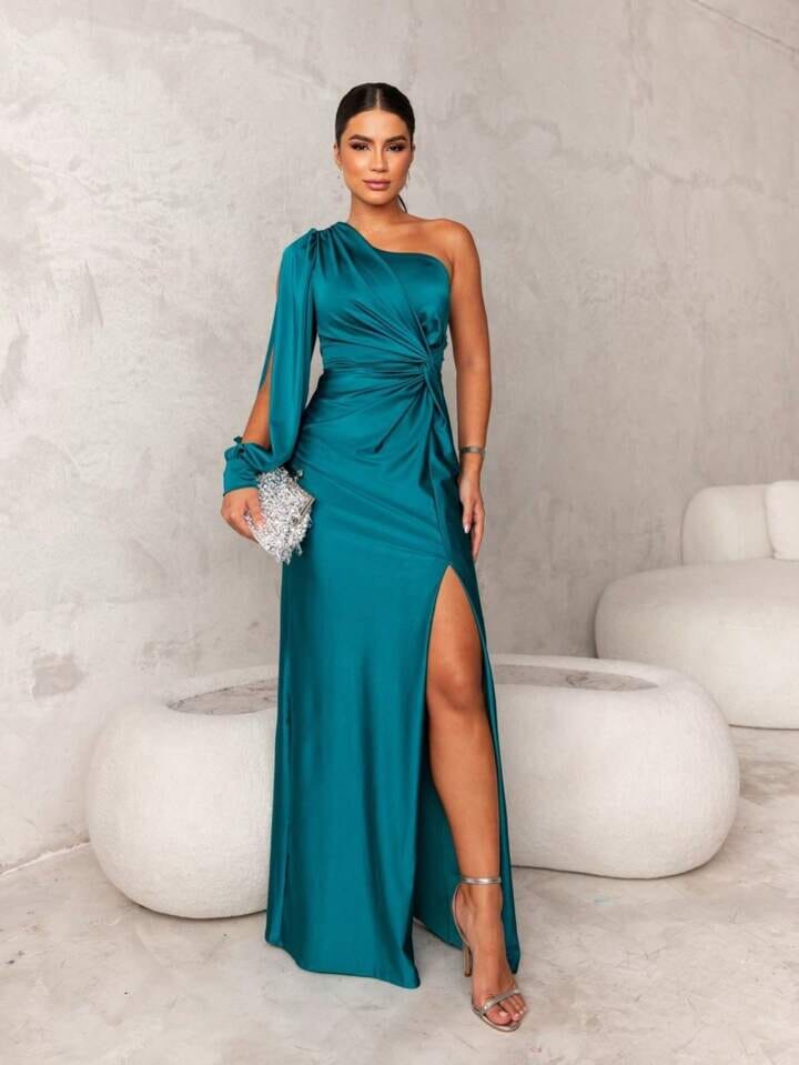 Vestido Seda Elegante-Split