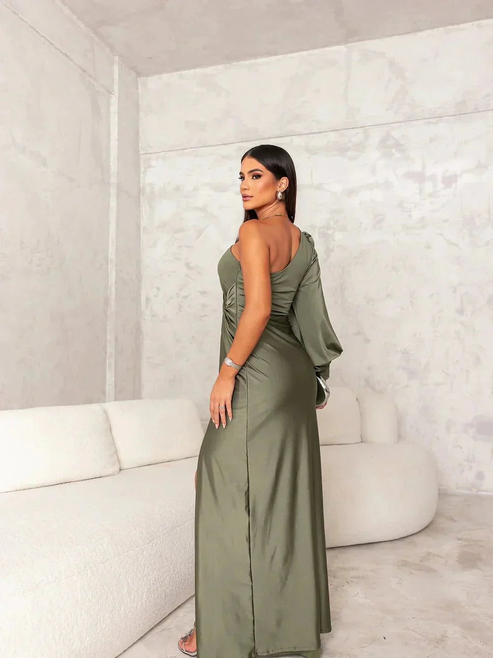Vestido Seda Elegante-Split