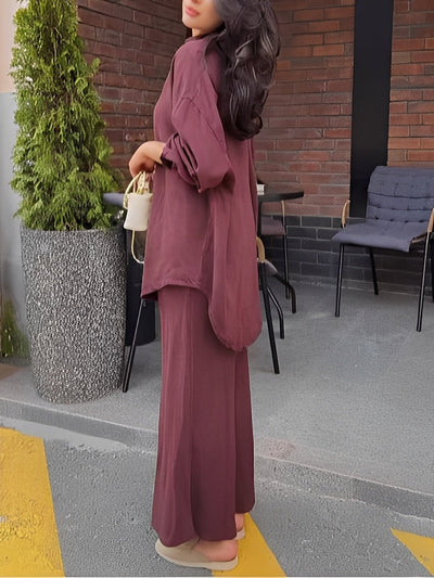 Lavella | Conjunto de camisa y falda de manga larga con cordón ajustable